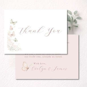 Elegant Butterfly Kisses Baby Shower Thank You Card