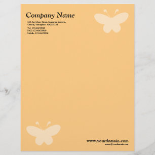 Elegant Butterfly - Light Orange Customized Letterhead