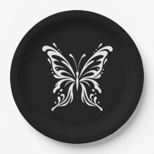 Elegant Butterfly Line Art Floral Aesthetic Design Paper Plate