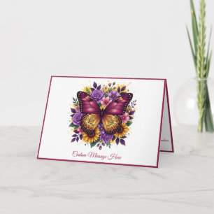 Elegant Butterfly Lush Floral Artwork Customise  Card