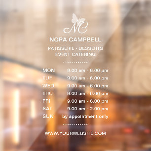 Elegant Butterfly Monogram Business Opening Times