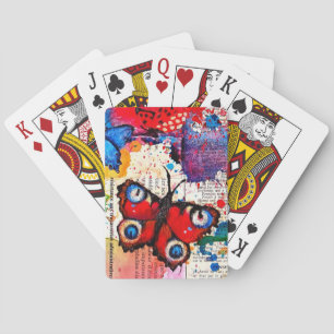Elegant Butterfly Painting Watercolor Vintage Book Playing Cards