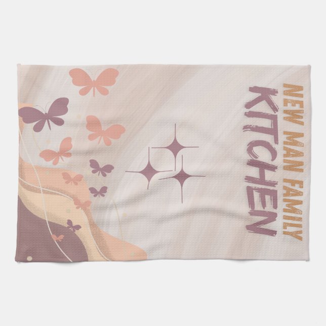 Elegant Butterfly & Pastel Floral Decorative Dish  Tea Towel (Horizontal)