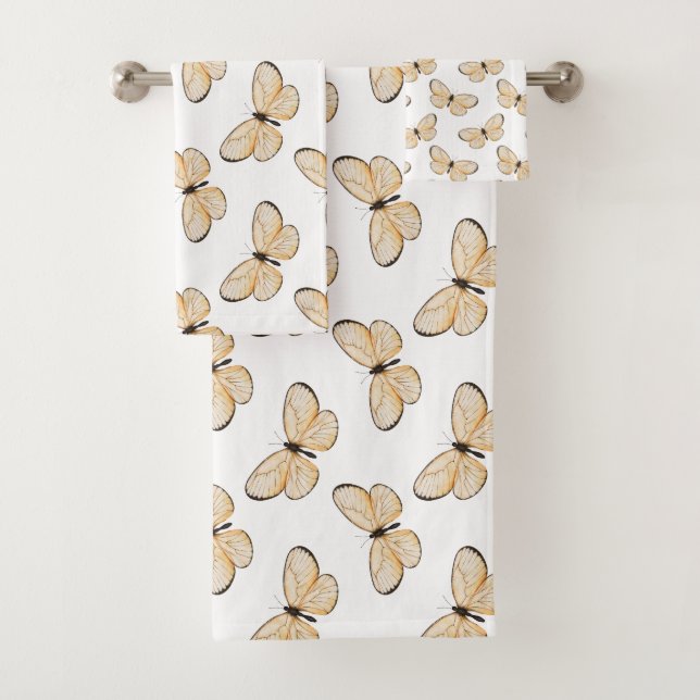 Elegant Butterfly Pattern  Bath Towel Set (Insitu)
