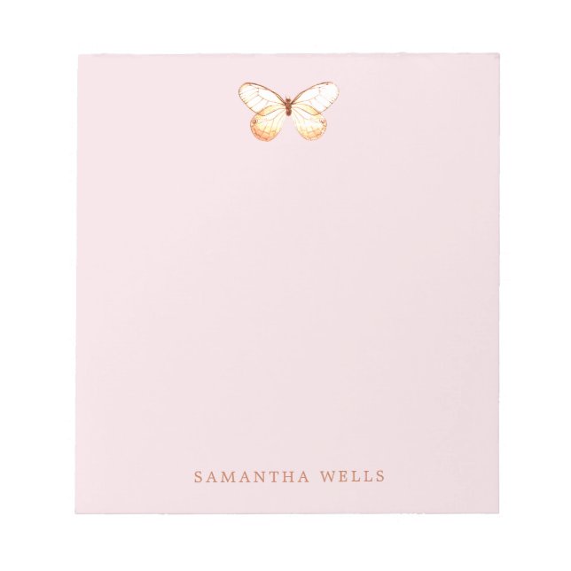 Elegant Butterfly Pink Personalised  Notepad (Front)