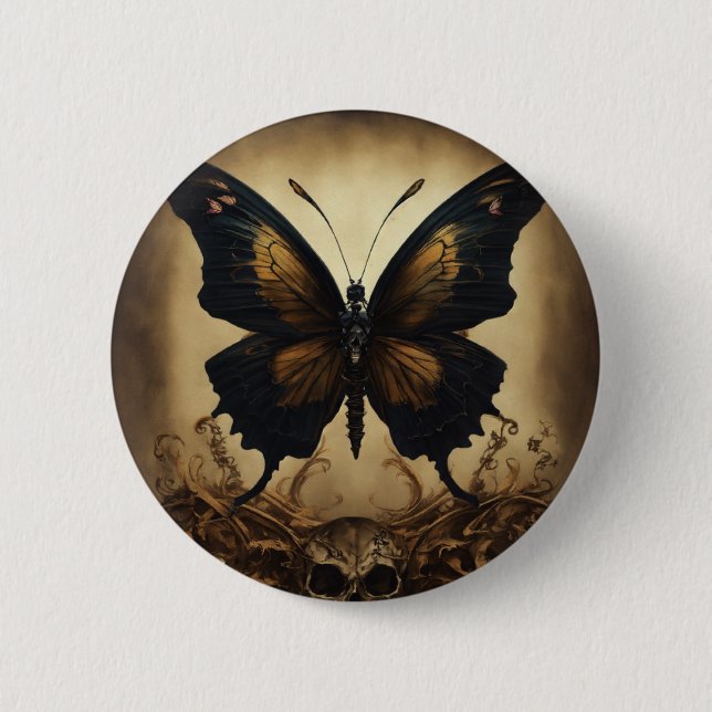 Elegant Butterfly Print Stylish Round Button (Front)