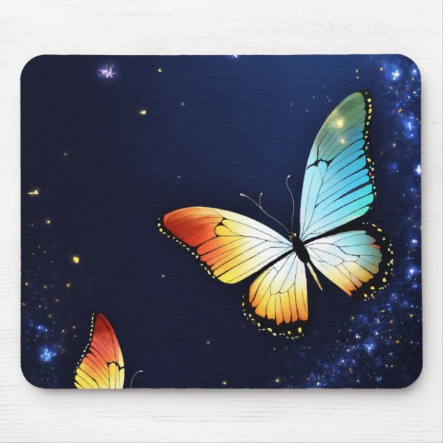 Elegant Butterfly-Printed Mouse Pad (Front)