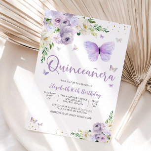 Elegant Butterfly Quinceañera Invitation