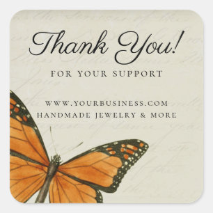 Elegant Butterfly Romantic Vintage Ephemera Square Sticker
