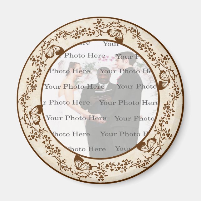 Elegant Butterfly Round Magnet (Front)