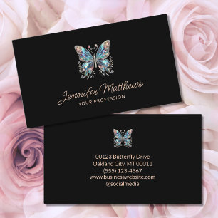 Elegant Butterfly Script Black Business Card