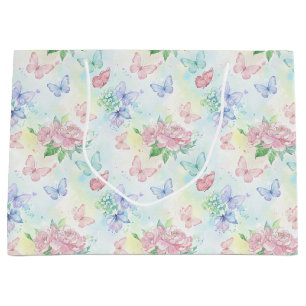 Elegant Butterfly Seamless Print Large Gift Bag