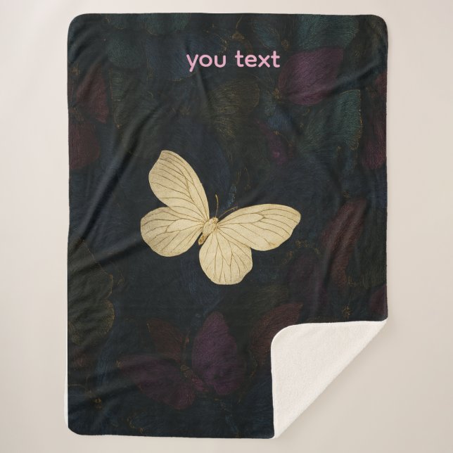 Elegant Butterfly Sherpa Blanket (Front)