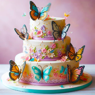 ELEGANT BUTTERFLY THEMED BIRTHDAY CAKE CARD