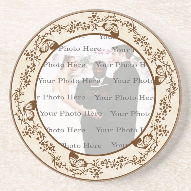 Elegant Butterfly Wedding Coaster (Front)