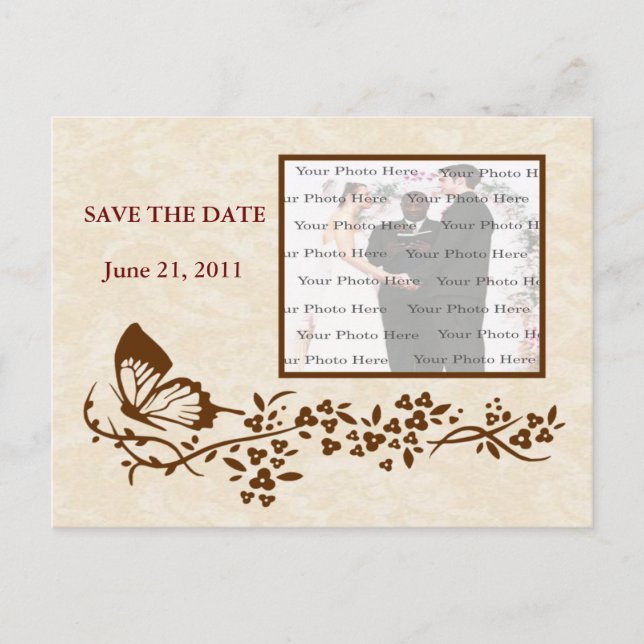 Elegant Butterfly Wedding Save The Date Postcard (Front)
