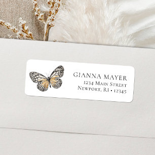Elegant Butterfly Wildflower Graduation Return Address Label