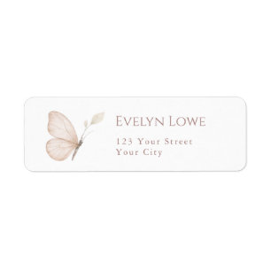 Elegant Butterlfy Kisses Baby Shower Return Address Label
