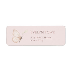 Elegant Butterlfy Kisses Baby Shower Return Address Label