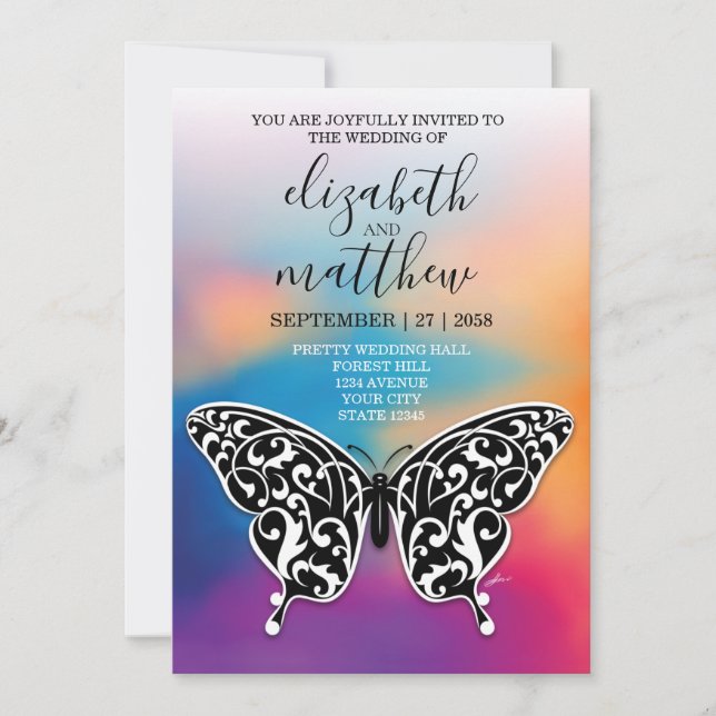 Elegant Buttterfly and Sunset Design Invitation (Front)
