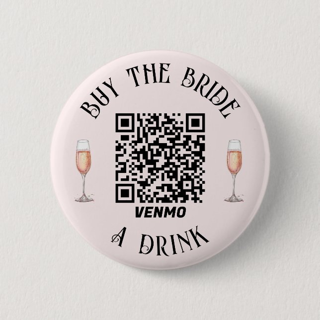 Elegant Buy the BRIDE a Drink QR Button (Front)