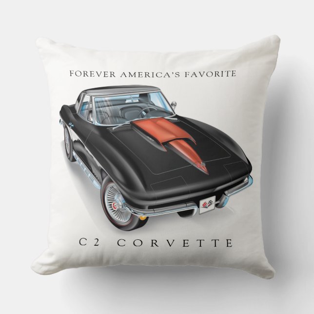ELEGANT C-2 VETTE ILLUSTRATION CUSHION (Front)