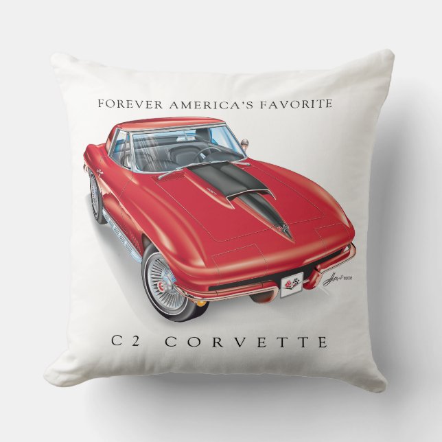 ELEGANT C-2 VETTE ILLUSTRATION CUSHION (Front)