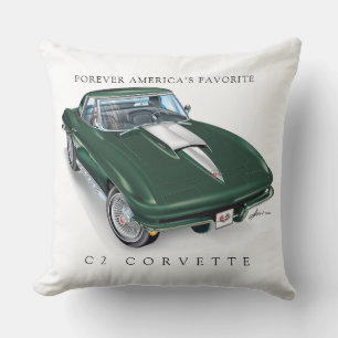 ELEGANT C-2 VETTE ILLUSTRATION CUSHION
