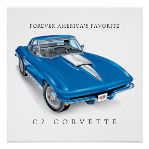 ELEGANT C-2 VETTE ILLUSTRATION POSTER
