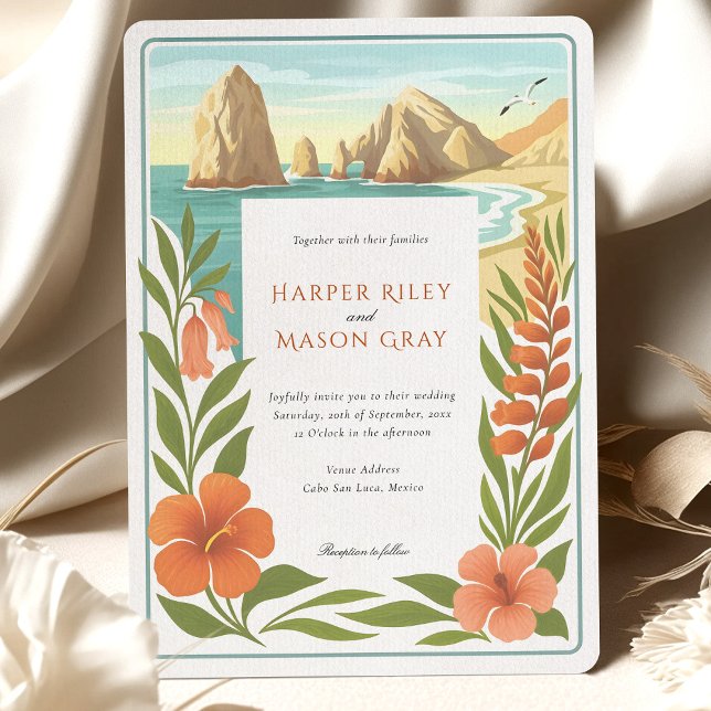 Elegant Cabo San Lucas The Arch Floral Wedding Invitation (Creator Uploaded)