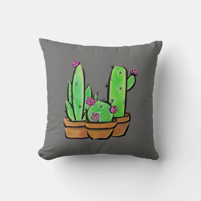 Elegant Cactus cacti succulents  Cushion (Front)