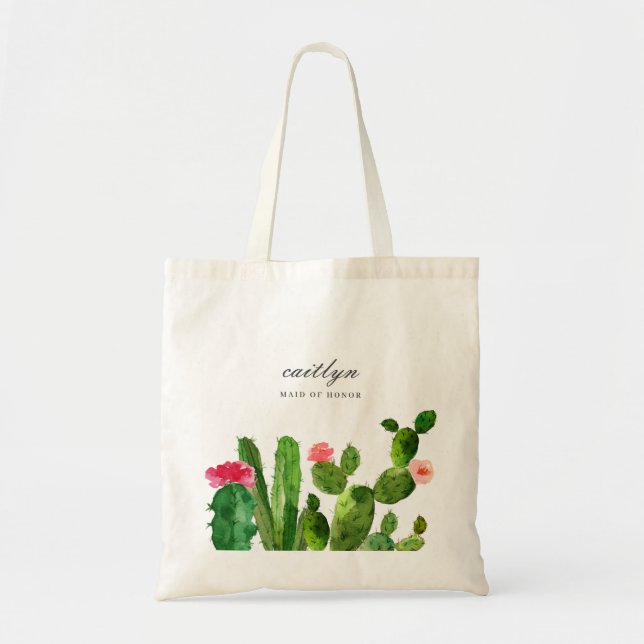 Elegant Cactus Garden Personalised Wedding  Tote Bag (Front)