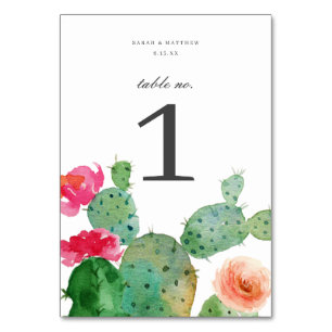 Elegant Cactus Garden Wedding Table Number