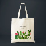 Elegant Cactus Garden  | Wedding Tote Bag<br><div class="desc">This lovely wedding tote bag features beautiful blooming cactuses paired with elegant typography. Fill it with thoughtful essentials for your wedding guests, such as bottle water, flip flops, sunscreen, chocolates, etc. It's the perfect choice for a rustic yet elegant wedding. This design coordinates with our Elegant Watercolor Cactus wedding invitation...</div>