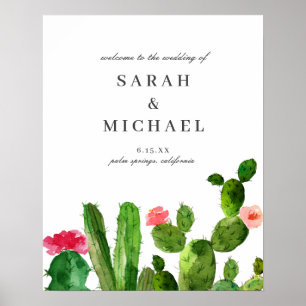 Elegant Cactus Garden Wedding Welcome Poster