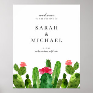 Elegant Cactus Garden Wedding Welcome Sign