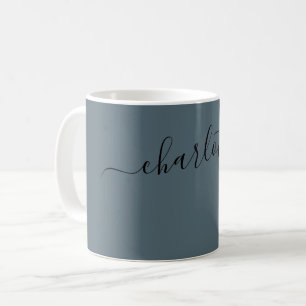 Elegant Cadet Colour Modern Name Personalised Coffee Mug