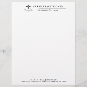 Elegant Caduceus Nurse Practitioner Custom Letterhead