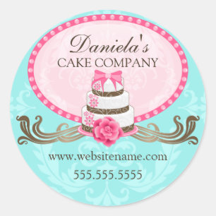 Elegant Cake and Damask Bakery Box Seals