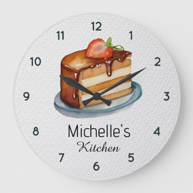 Elegant Cake Baker Pastry Chef Personalised        Large Clock (Front)