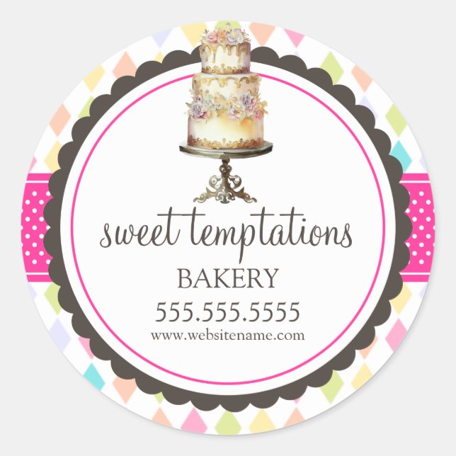 Elegant Cake Bakery Box Seals (Front)