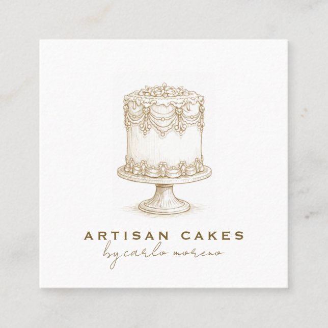 Elegant Cake Bakery Business Card (Front)