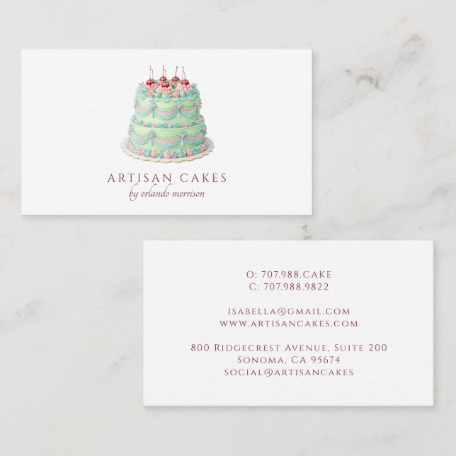 Elegant Cake Bakery  Business Card (Front/Back)