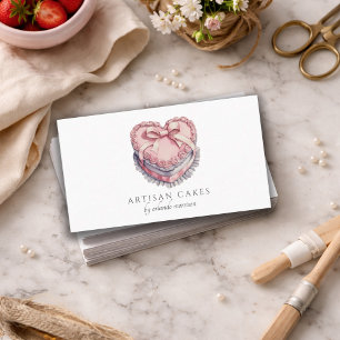 Elegant Cake Bakery Heart Cake Business Card