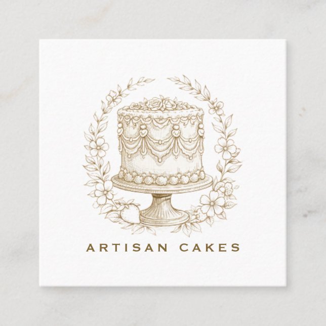 Elegant  Cake Bakery Logo Square Business Card (Front)