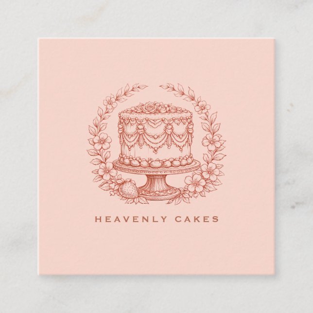 Elegant  Cake Bakery Logo Square Business Card (Front)
