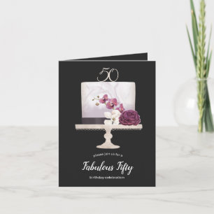 elegant cake fabulous fifty birthday folded card