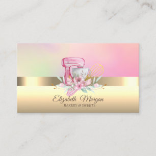 Elegant Cake Mixer Whisk Flower Bakery Business Card