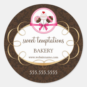 Elegant Cake Pop Bakery Packaging Classic Round Sticker