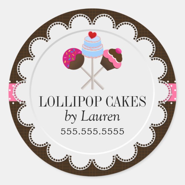 Elegant Cake Pops Bakery Box Stickers (Front)